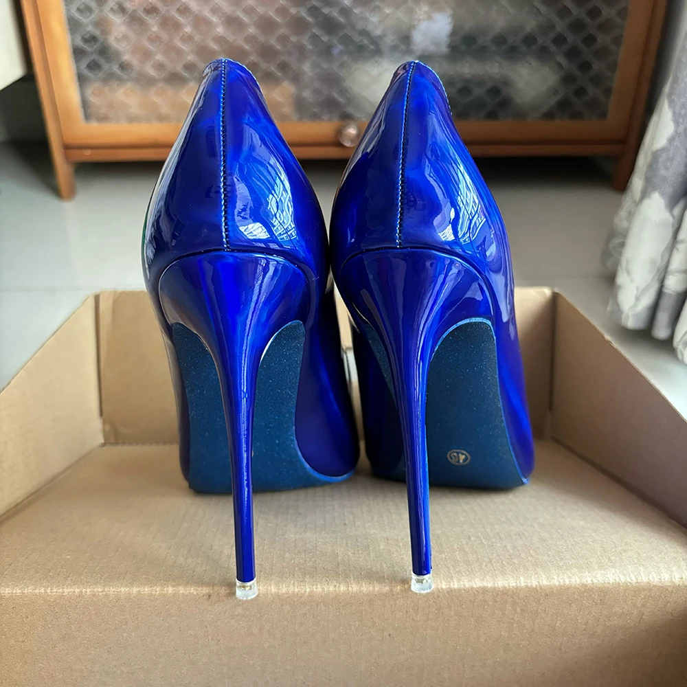 Новые женские дизайнерские туфли-лодочки пикантные 12 см королевские синие туфли