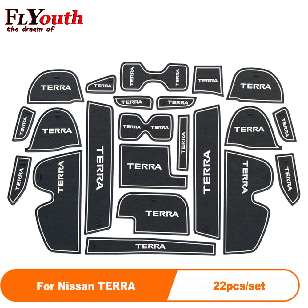 

22Pcs/Set Car Door Groove Mat For Nissan TERRA Auto Anti-Slip Cup Mat Non Slip Door Gate Pad Car Accessories