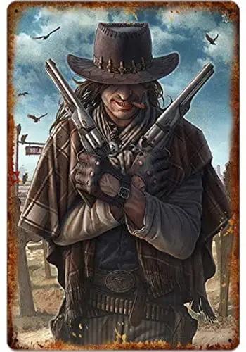 

Ретро дизайн Западные Ковбойские оловянные металлические знаки настенное искусство | Толстая жесть печать плакатов настенное украшение