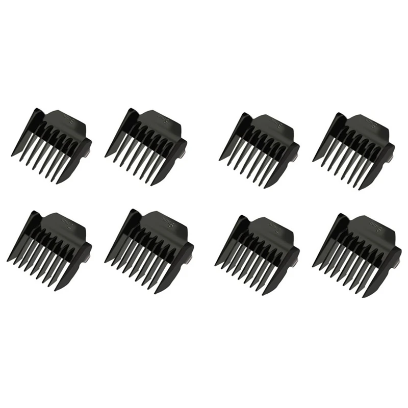 

8Pcs Limit Comb Replacement Combs Trimmer Head Limit Comb For Hair Clipper 3Mm 5Mm 7Mm 9Mm,Black