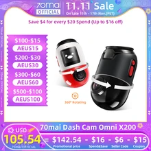 70mai Dash Cam Omni X200 360° Full View Built-in GPS ADAS 70mai Car DVR X200 Camera 24H Parking Monitor eMMC Storage AI Motion