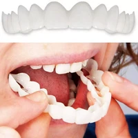 2pcs perfect fit teeth whitening fake tooth cover snap on silicone smile veneers upper cosmetic teeth whitening denture teeth