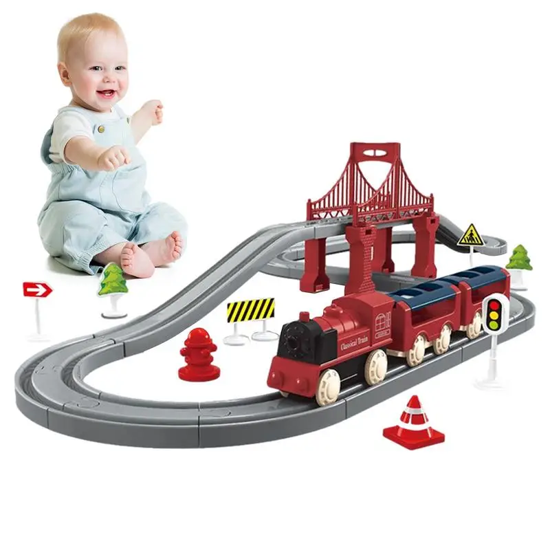 

Train Sets For Boys Electric Toddler Train Set 44PCS Kids Train Toys Realistic Train Track Playset With Tracks Battery-Powered