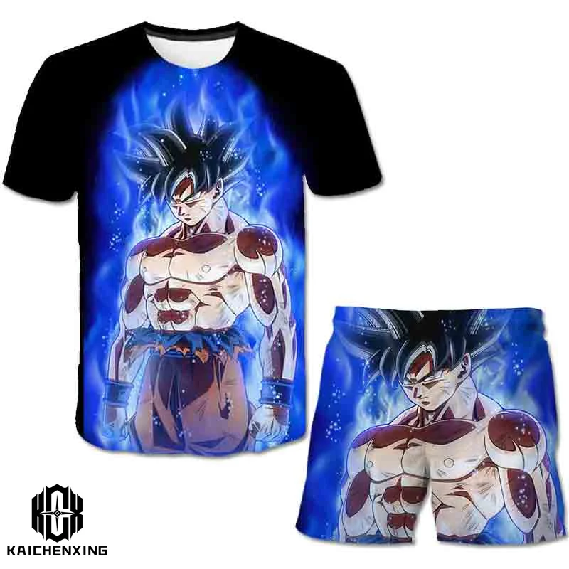 

Boys and girls summer 3D printed Anime Dragon-Ball set fashion casual Kid's wear T-shirt and shorts 2pcs sets 4-14T leisure set