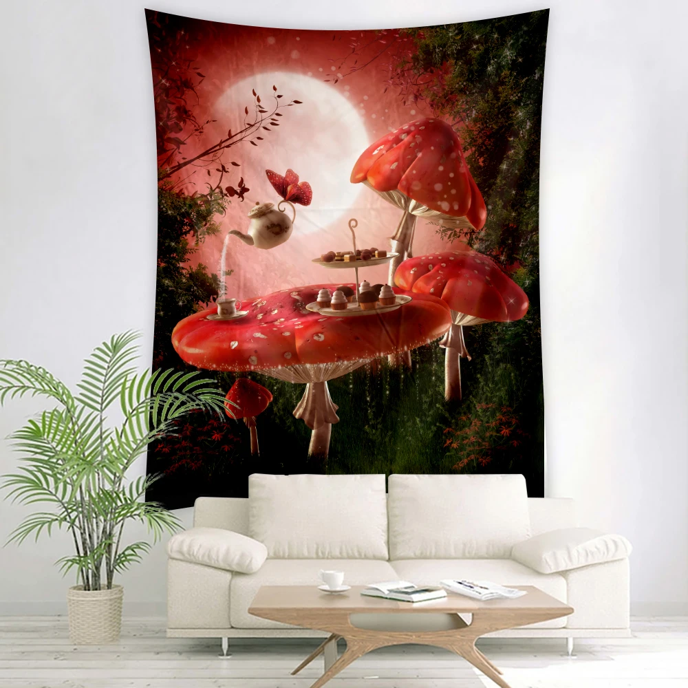

Mushroom Tapestry kawaii room decor Wall Art Banners Flag Wall Hanging Home Decor aesthetic room decor Witchcraft Poster Mural