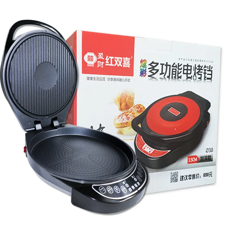 220V Electric Baking Pan Double-sided Heating Suspension Type Crepe Maker Skillet Pancake Baking Machine Pie Pizza Griddle