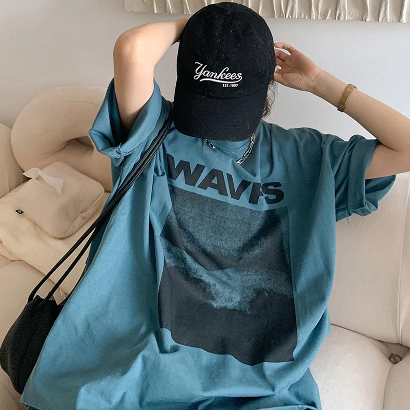 

Korean Style Vintage Clothes Simple Letters Short Sleeve T-Shirts For Women Casual Goth Aesthetic Y2k Top Student Streetwear