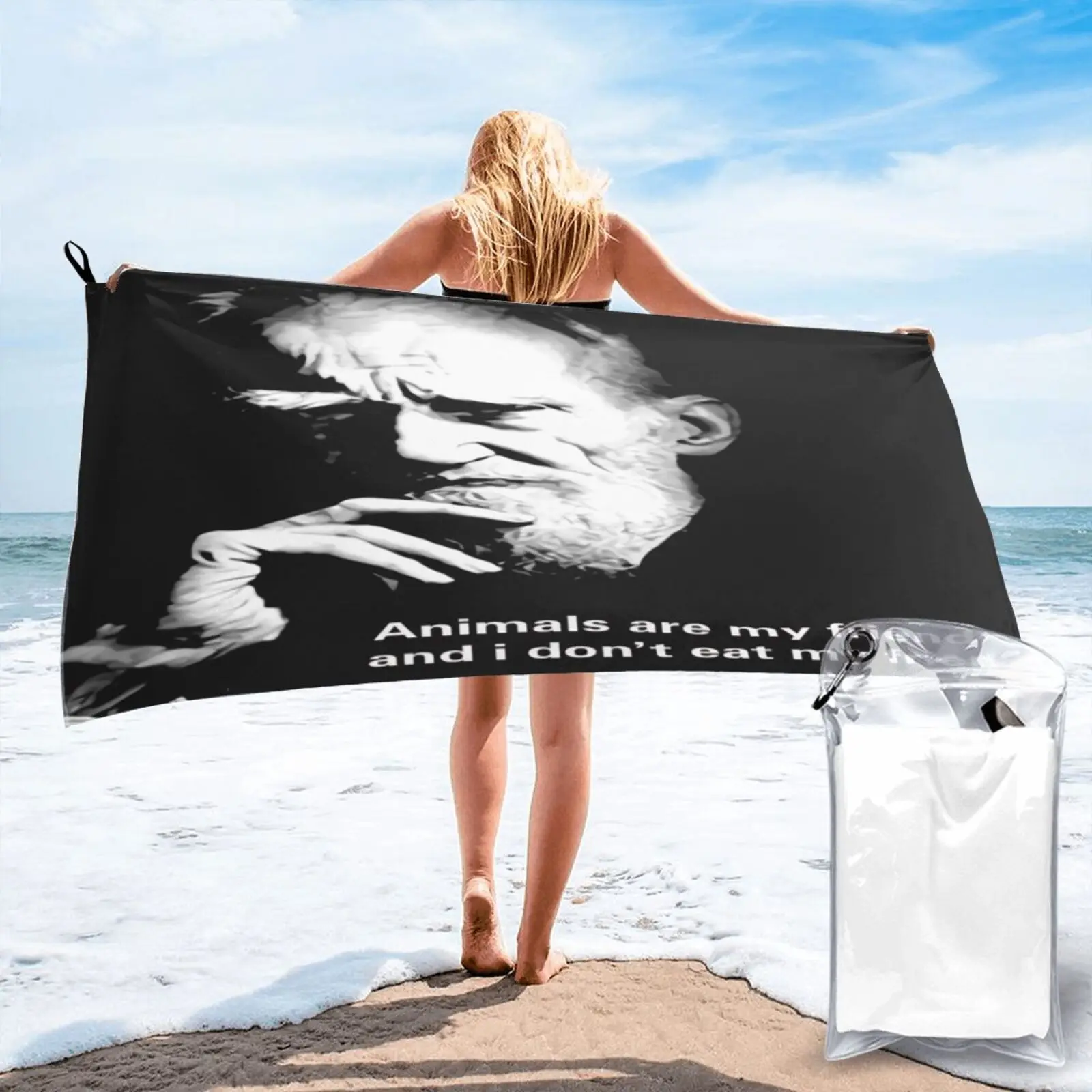 

Animals Are My Friends George Bernard Beach Towel Hand Towels Beach Cover Up Towel Bath Luxury Beach Towel Sauna Beach Blanket