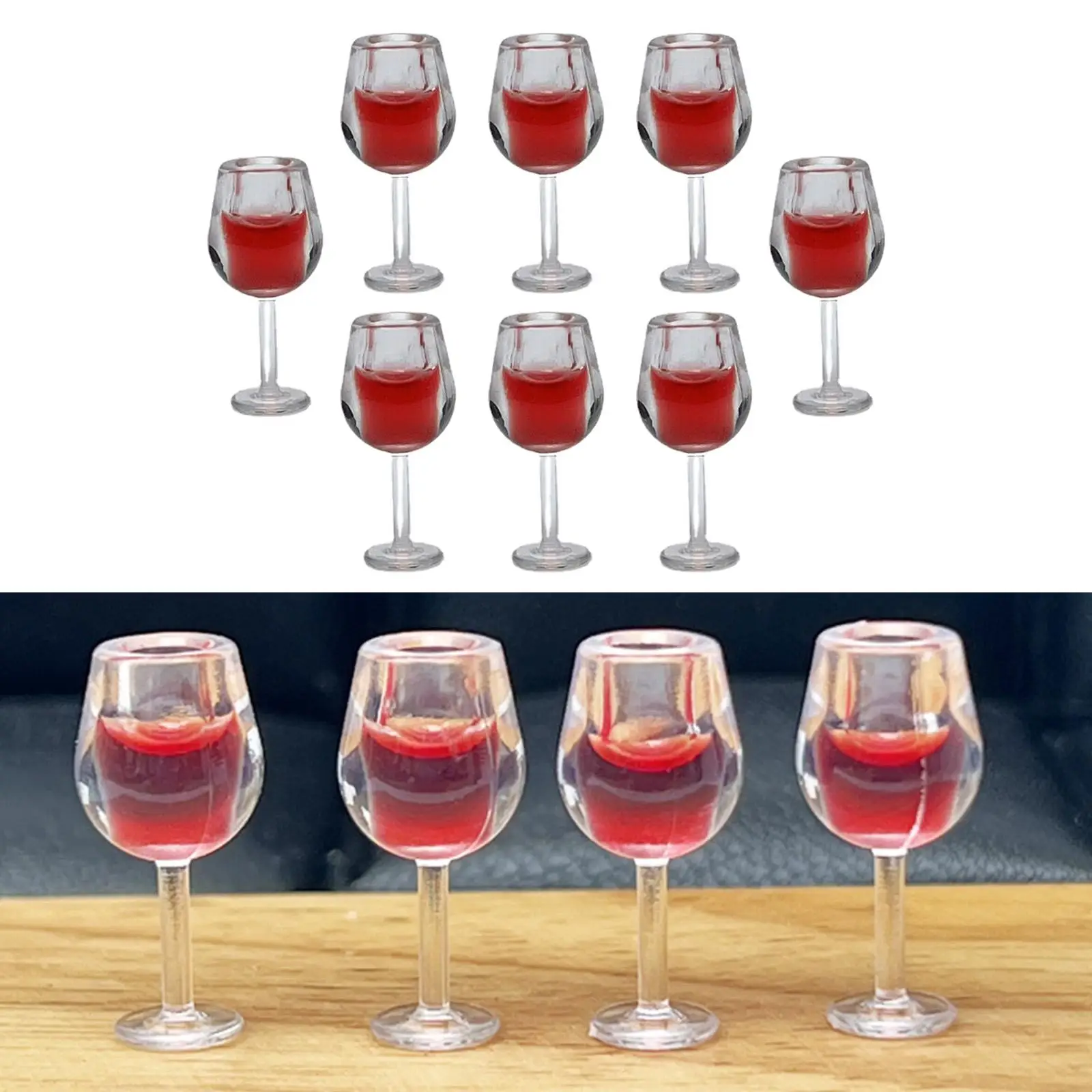 

Бокалы для красного вида 1:12, для кукольного дома, миниатюрные, 8 шт.