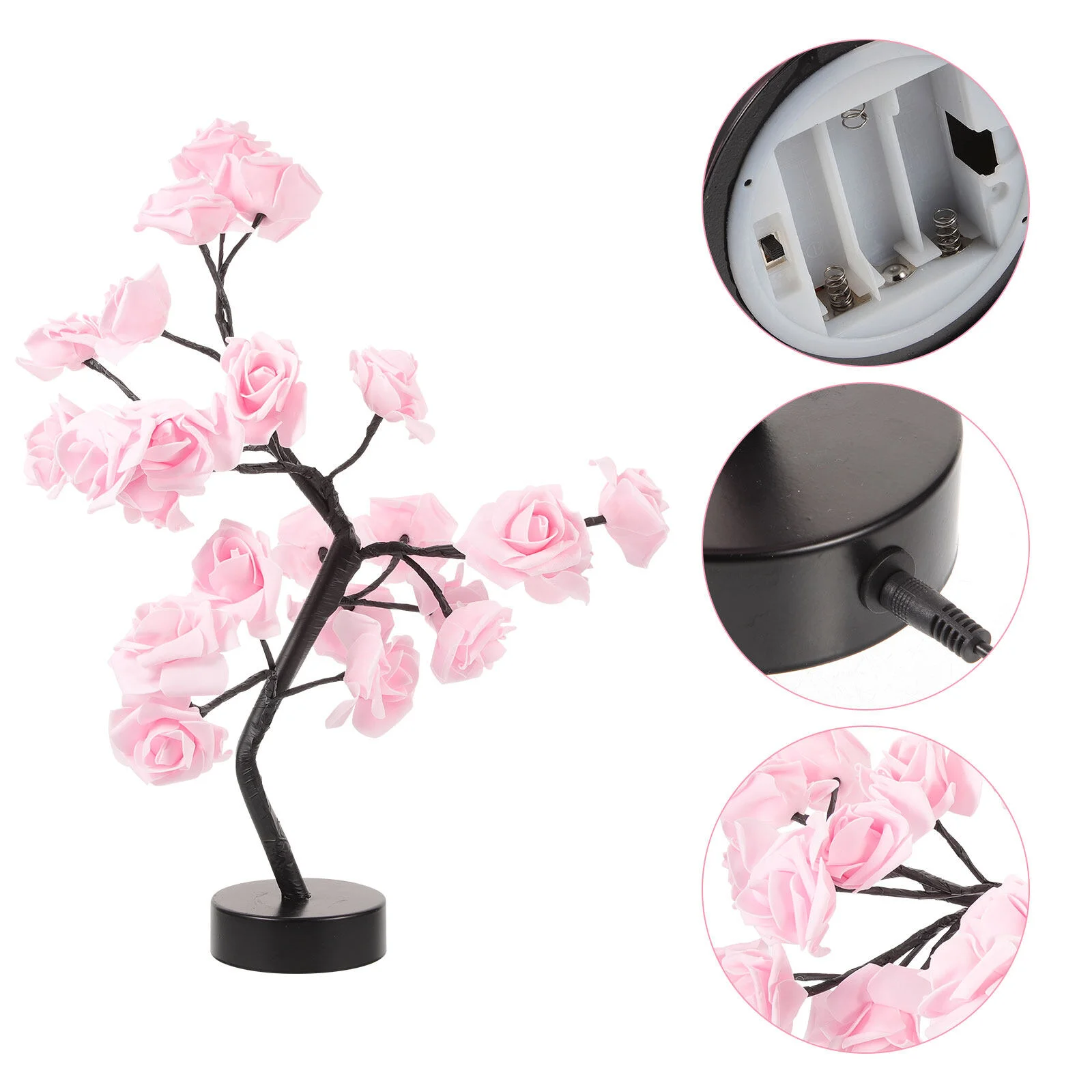 

Flower Table Lamp Desk Decorative Night Light Lampara Escritorio LED Bedroom Tree Shape Bedside Rose