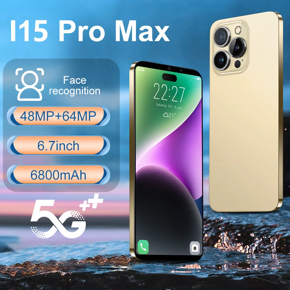 Brand New i15 Pro Max Smartphone 6.7 inch Full Screen Face ID 16GB+1TB Mobile Phones Global Version 4G 5G Cell Phone
