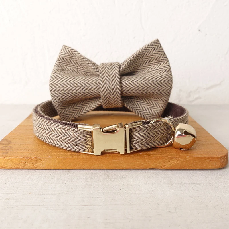 

Cat Collar With Bell Bow Personalized Engraving Name Plate Kitten Collars Cat Necklace Customized Small Dogs Chihuahua Yorshire