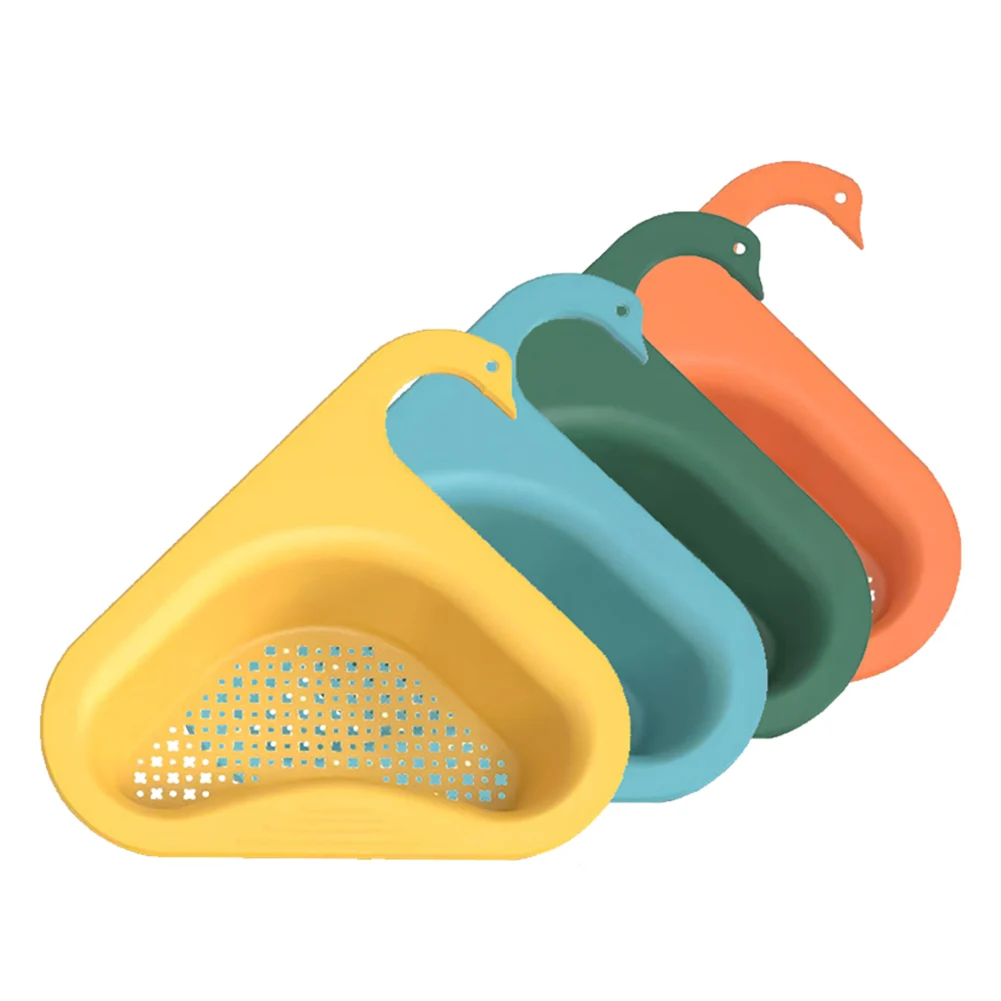 

4pcs Soup Filter Hanging Net Triangle Shape PP Sink Drain Basket Cleaning For Kitchen Draining Rack Fruits Vegetables Corner