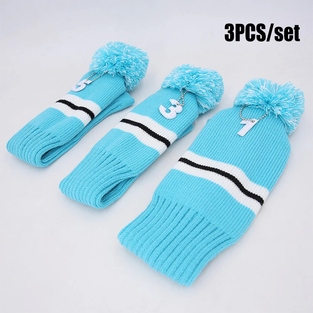 

3 Pieces Knitting Soft Golf Club Head Covers Golfing Putter Headcover Sleeves Outside Sports Training Personalized Gifts