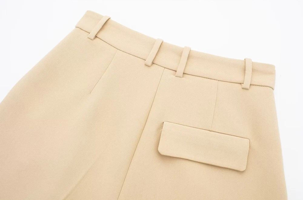 TRAF Women Fashion Side Pockets Front Pleated Shorts Vintage High Waist Zipper Fly Female Short Pants Mujer 2023 Casual Clothes