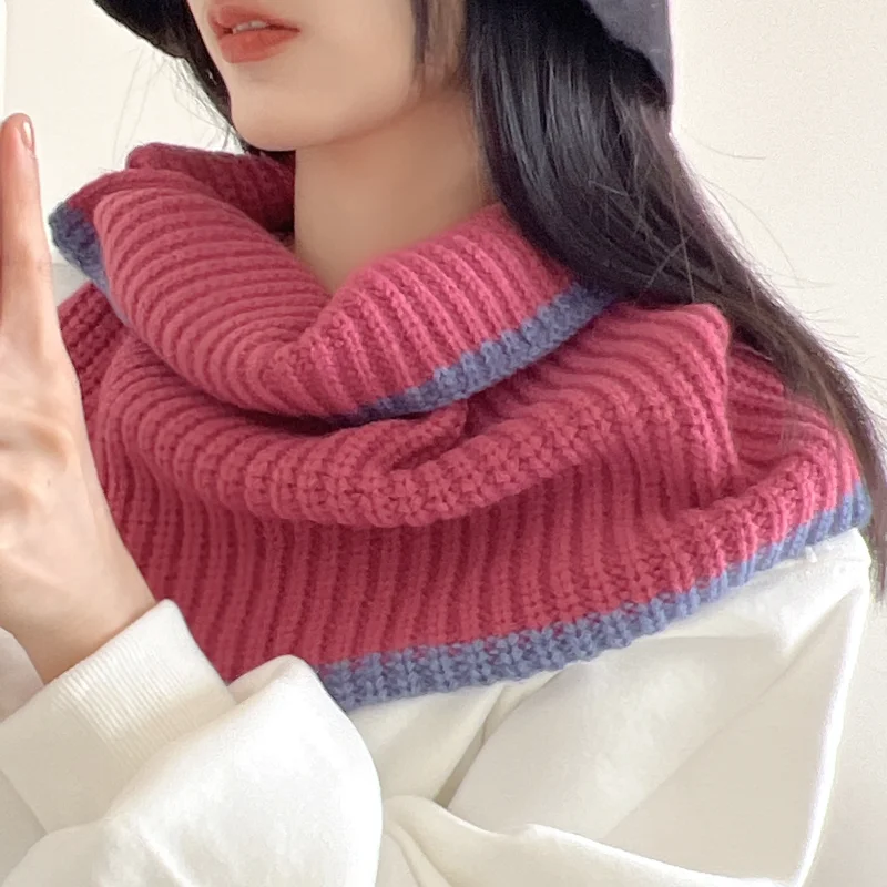 

Korean-Style Winter Ladies Sweater Knitted Pure Color Cervical Vertebra Fashion Autumn Button Warm Collar False Scarf For Women