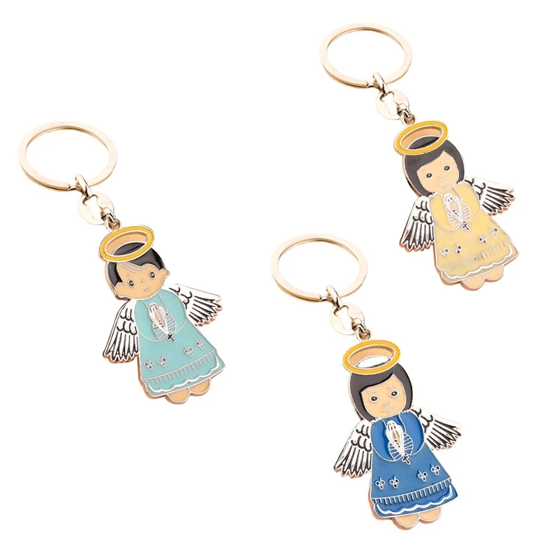 

2022 New Enamel Angel Cross Keychain Charm Hanging Pendant Crafts Accessory