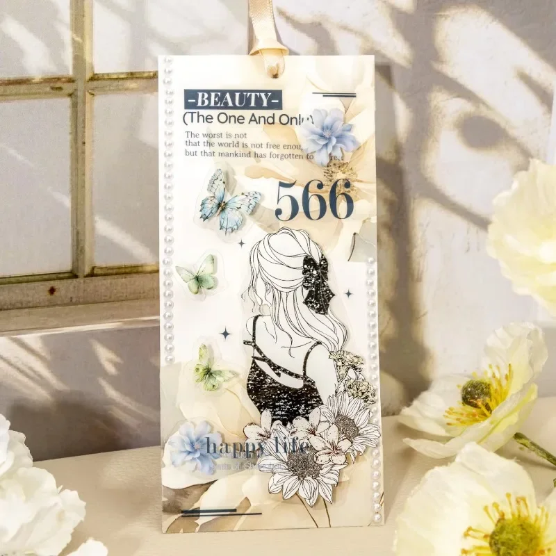 12 шт. наклейки в упаковке цветы тени пейзаж цветение материалы канцелярские