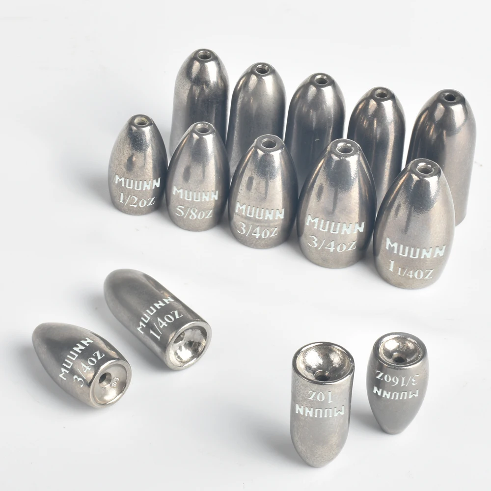 

MUUNN Tungsten Flipping Sinker Weight Texas/Carolina Rig Bullet Bass Pike Trout Fishing 1/16-2 OZ Lure Accessories
