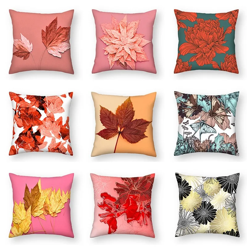 

45x45cm Geometric Flower Series Peach Skin Material Sofa Cushion Headrest Pillow For Home Decorative