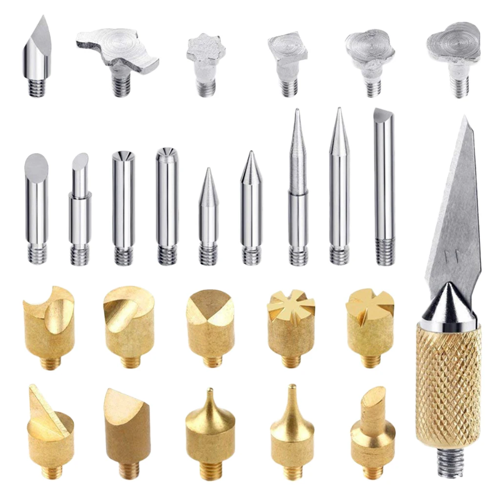 

Wood Engraving Burning Pen Tips Set Soldering Pyrography Solder Nozzles Brass Stencils Kit Tool