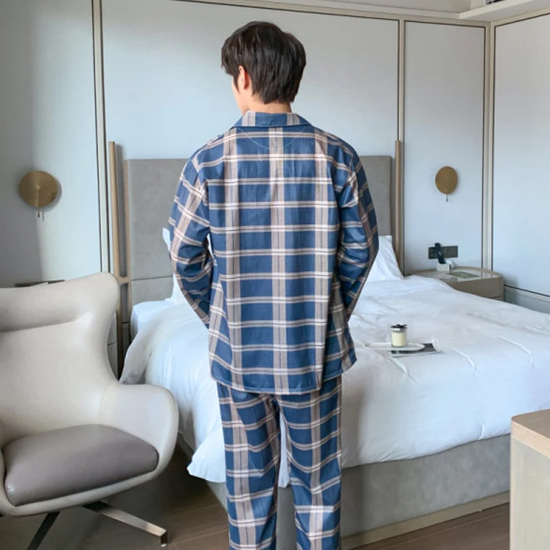 QUHENG 2022 Autumn Men's Cotton Pajamas Winter Long Sleeve  Trousers Sleepwear Women Man Sets 2 Pieces Casual Lounge Pyjamas