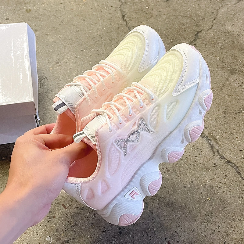 

Кроссовки женские сетчатые на толстой подошве, модная Уличная Повседневная вязаная обувь, дышащие прогулочные кеды, белые