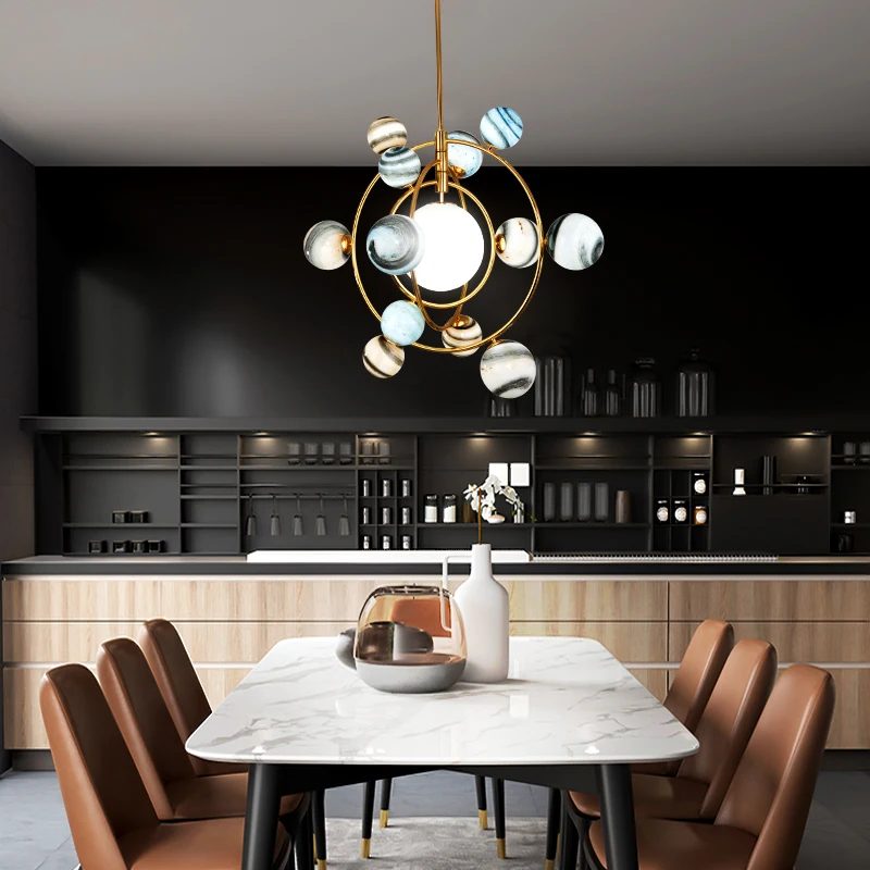 Светодиодный подвесной светильник со стеклянным глобусом люстра с планетой