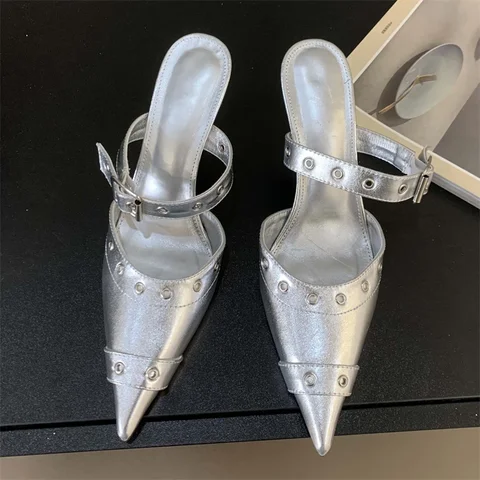 Aneikeh/женские туфли-лодочки в уличном стиле, тапочки, дизайнерский стиль, пряжка на ремне, туфли на тонком каблуке с острым носком, вечерние туфли для выпускного вечера, Zapatos De Mujeres