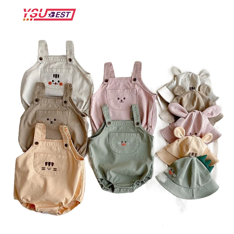 

New Summer Newborn Girls Boys Jumpsuit Baby Cotton Jumpsuit Toddler Pocket Strap Pant Cute Tiger Baby Triangle Climbing Clothes