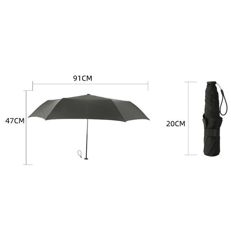 110g Portable Three Folding Umbrella Men Business Windproof Black Umbrella Anti-UV Waterproof Female Travel Japanese Parasol images - 6