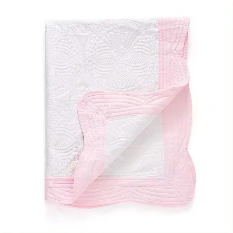 Летнее Хлопковое одеяло на заказ с вышивкой имени и текстом детские розовые