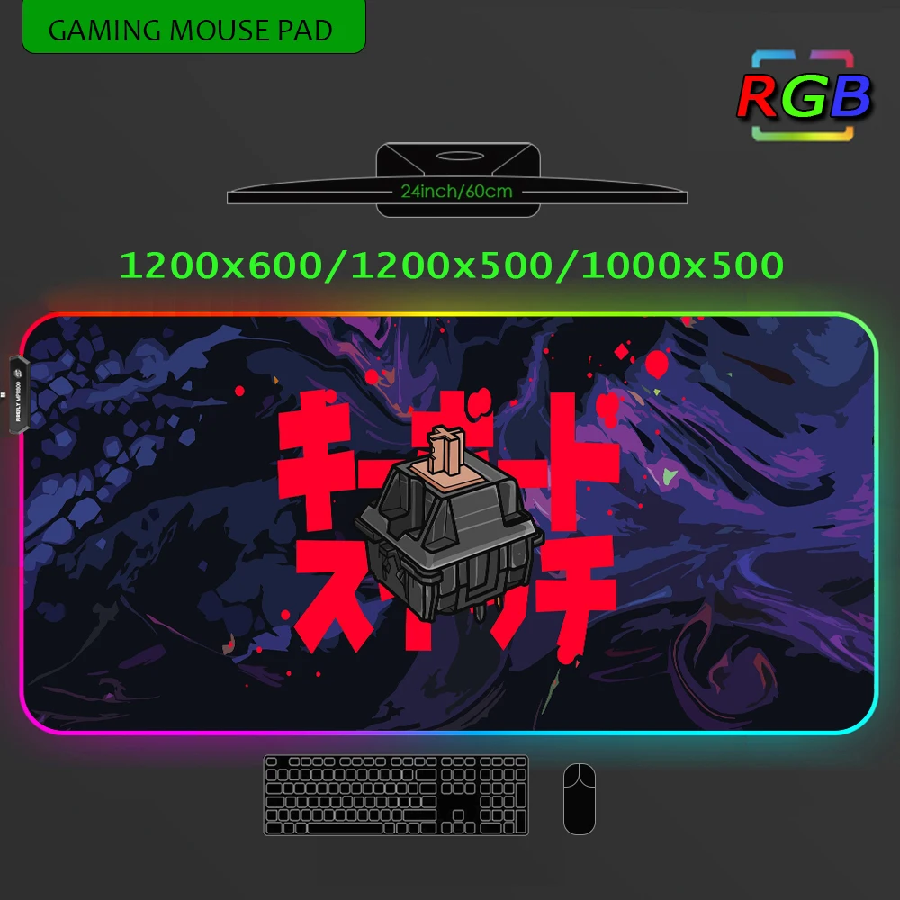 Игровой коврик для мыши со светодиодной подсветкой, Rgb, 1000x500