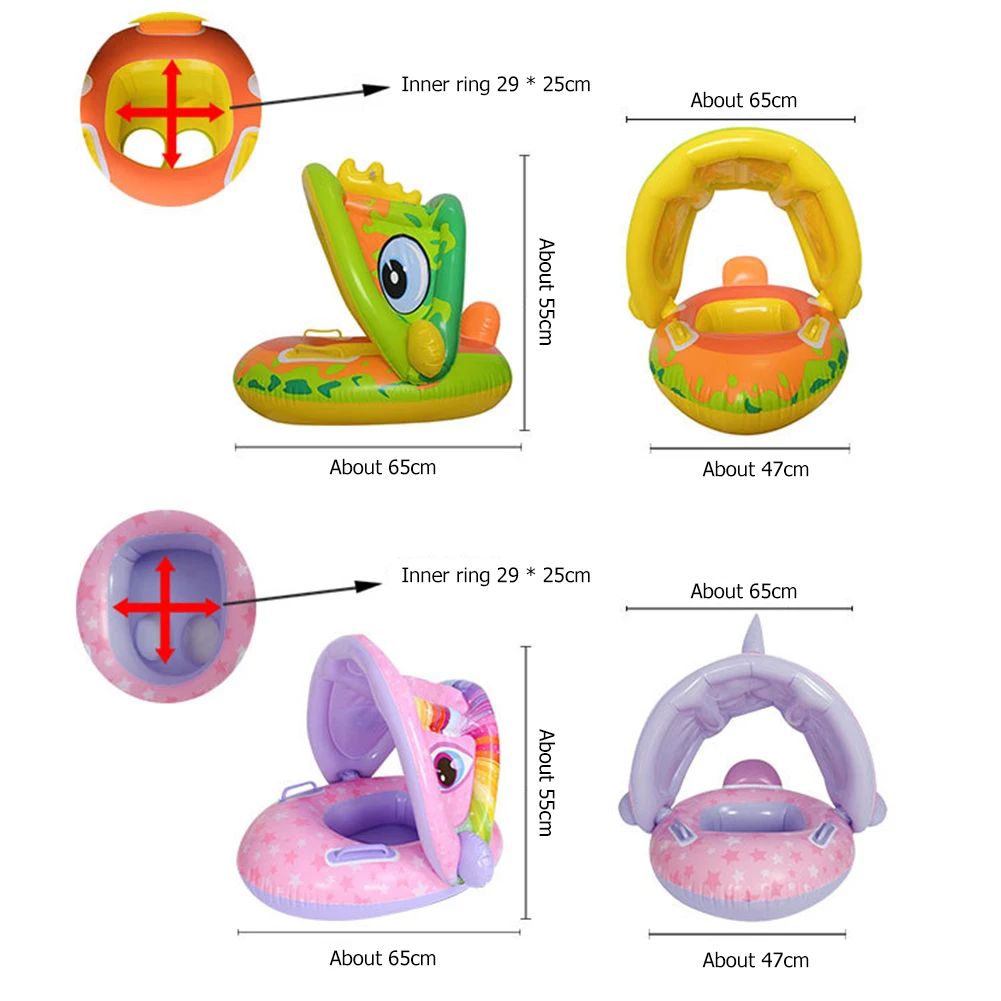 Baby Swimming Ring with Sun Shade Inflatable Infant Floating Seat Swim Circle Kids Safety Bathing Summer Water Game Playing Toy images - 6