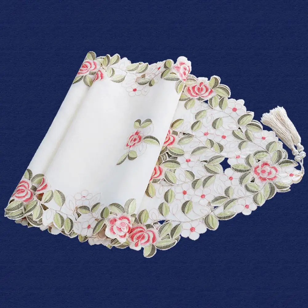 

Коврик для стола, удобная очистка, легкая скатерть для стола с вышитыми цветами, товары для дома