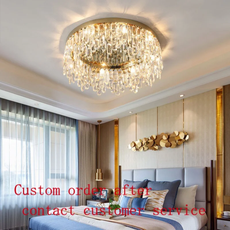 

Round Shape Modern Decorative E14 bulbs with three colors dimming led ceiling crystal lamp suitable for bedroom