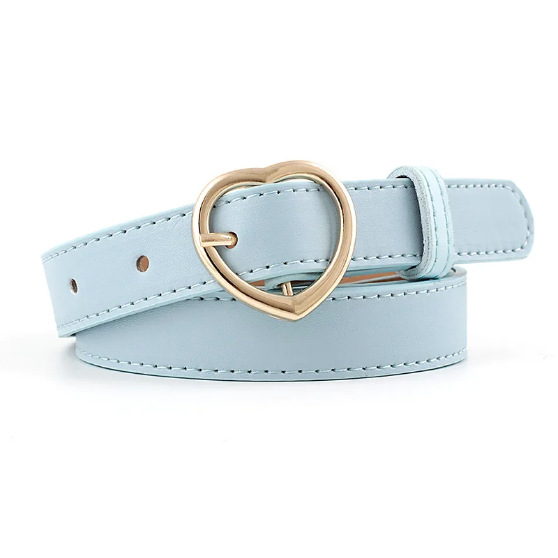 Heart-shaped Pin Buckle Belt for Girls  PU Leather Fashion Simple Casual All-match Women Belt Teenager Student Belt images - 6
