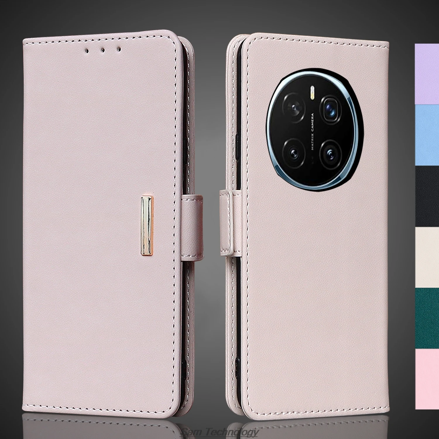 Фото Кожаный чехол с магнитной застежкой для Huawei Honor Magic 5 6 7 8 Pro, кошелек с RFID-защитой, откидная крышка, женский, простой дизайн, чехол-кейс №1