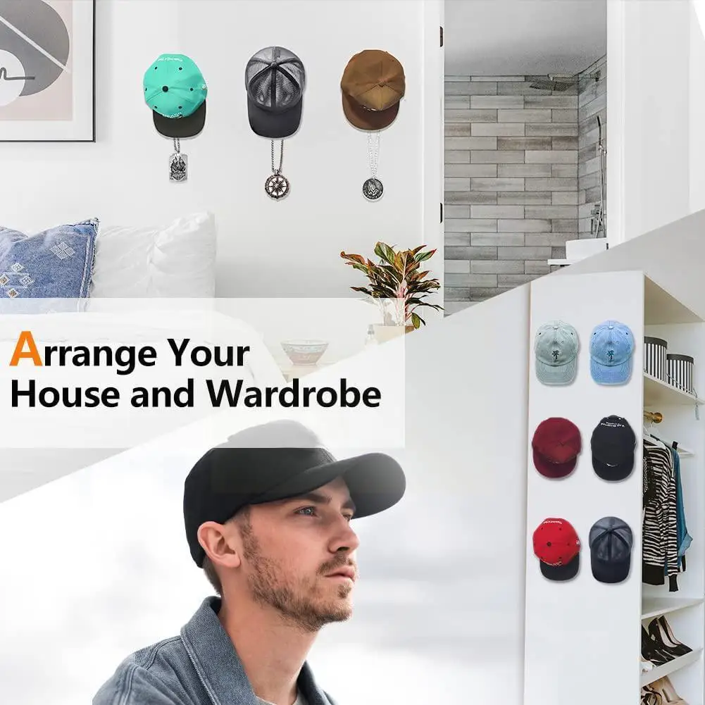 

10pcs Sticky Wall Mount Hook Holder For Baseball Cap Casual Hat Storage Box No Drilling Paste Portable Door Closet Hanger H V8q7