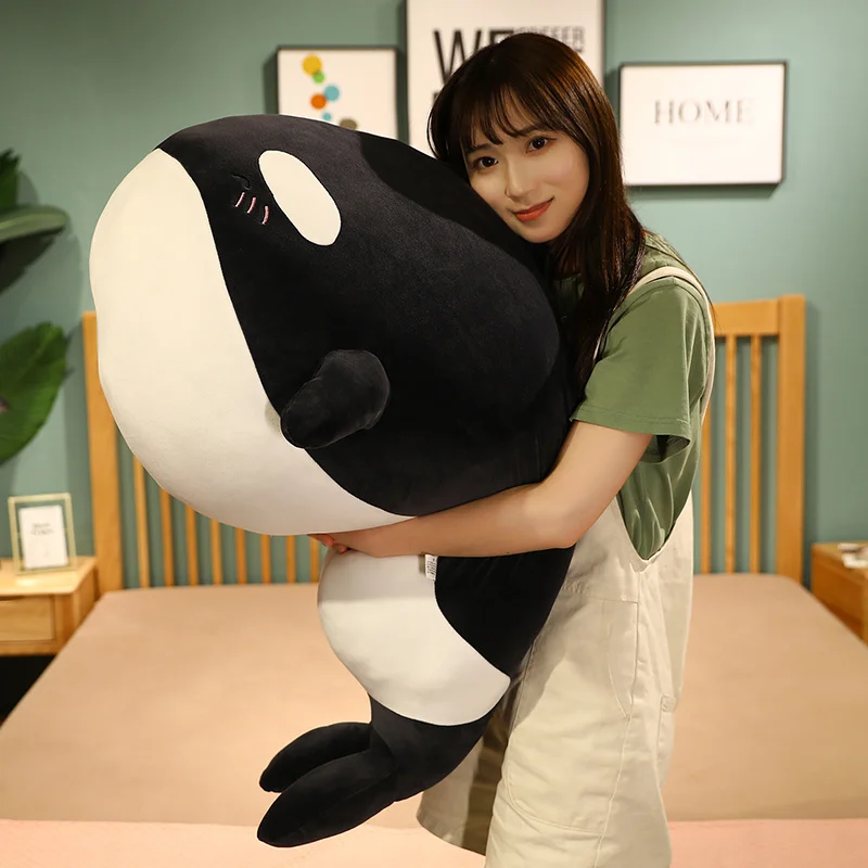 

40~80cm Elastic Plush Whale Doll New Down Cotton Stuffed Blue Black Aquatic Animal Plush Toy Ultra Soft Companion Dropshipping