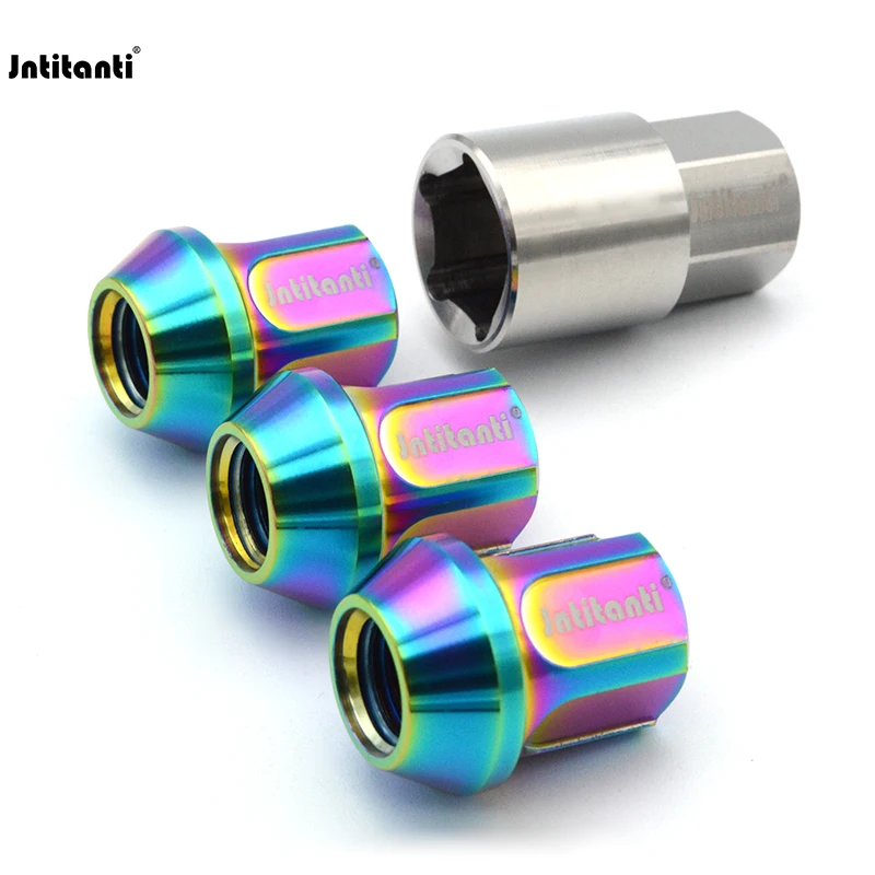 Jntitanti Gr.5 титановые противоугонные гайки для колес gr5 с титановым ключом M14*1 5*27/35/45