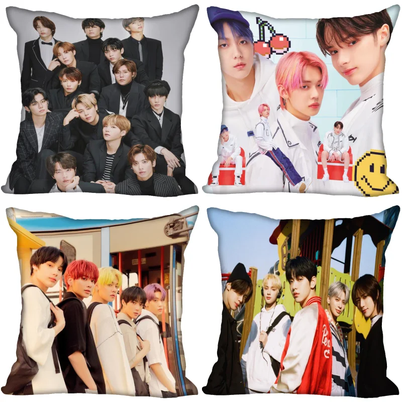 

Custom KPOP TXT Pillow Cover Bedroom Home Office Decorative Pillowcase Square Zipper Pillow Cases Satin Soft No Fade 0519