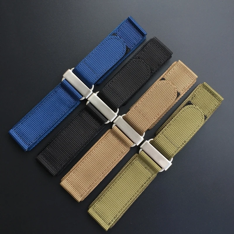 

Thick 24mm Army Green Blue Khaki Black Nylon Watch Strap For Bell Rose BR01 BR03 PAM pam441 pam111 Watchband Bracelet Belt