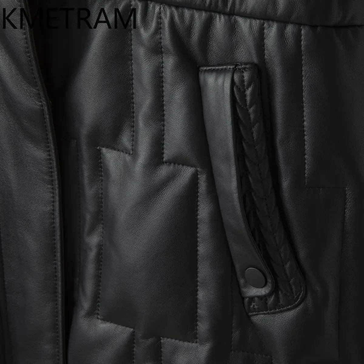 Куртка-пуховик из 100% овчины женская длинная куртка на гусином пуху с капюшоном