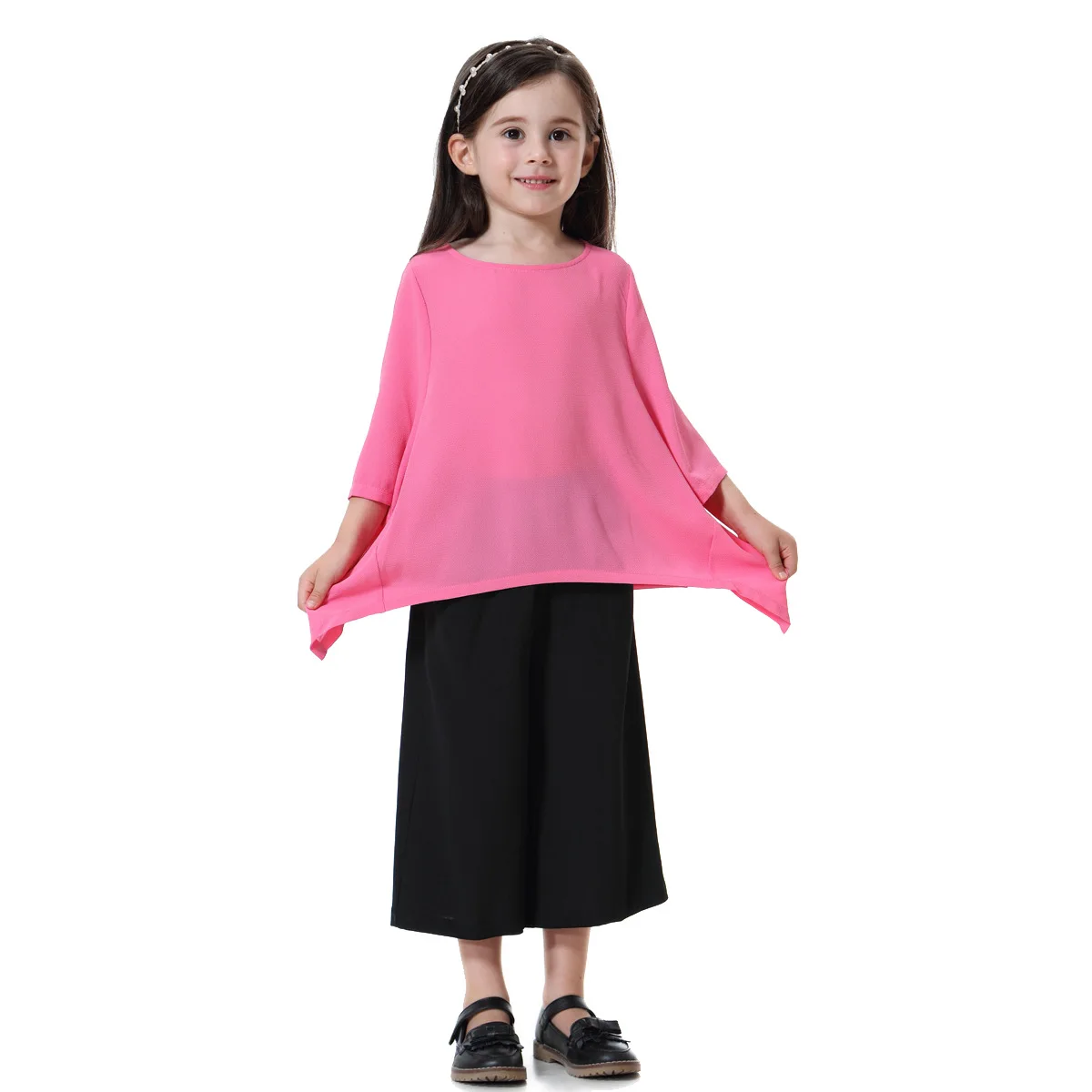 2022 Kids Clothing  Muslim Girls Fashion Pullover Shirt + Broad Leg Pants 2pc Child Abaya Islamic Children Summer Dress Clothes