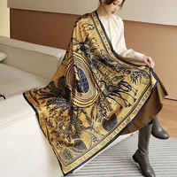 floral silk scarf shalw women wraps hijab foulard female bandana print large 110cm square satin scarves stoles