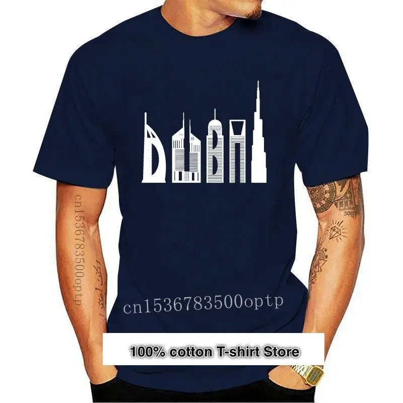 

Camiseta con dibujo de edificios famosos de Dubai, camisa de tipografía, estilo Vintage de verano, tallas s-xxxl, nueva