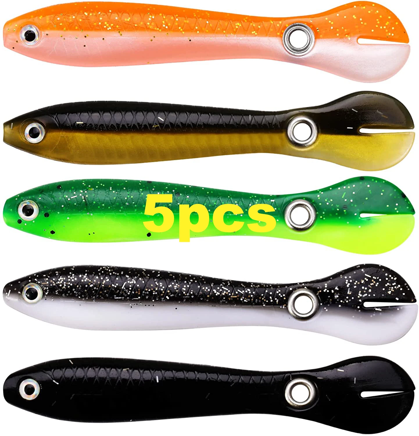 

5PCS/Lot Soft Fishing Bait 2g/6g Wobble Tail Lure Silicone Small Loach Bait Artificial Baits For Bass Pike Fishing Pesca