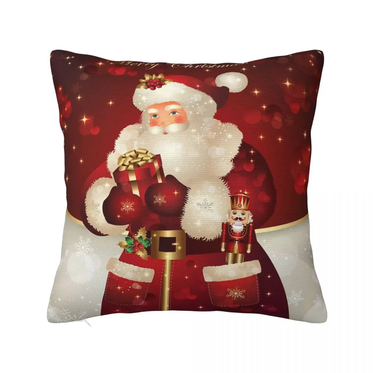 

Postcard Christmas Santa Pillowcase Printing Polyester Cushion Cover Decor Throw Pillow Case Cover Home Zippered 45*45cm