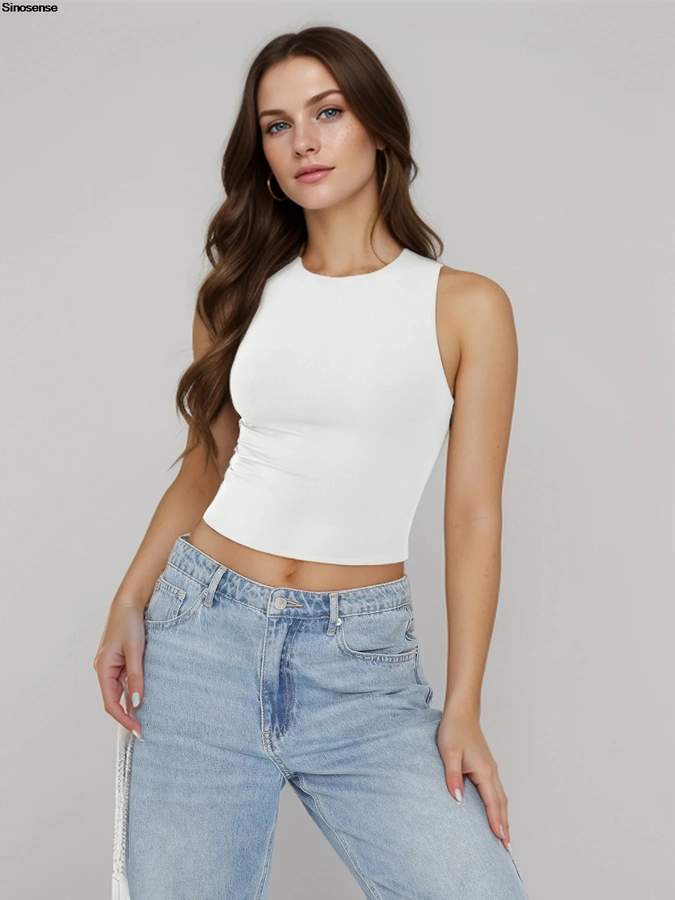 Женские летние топы без рукавов облегающие повседневные базовые футболки Y2K